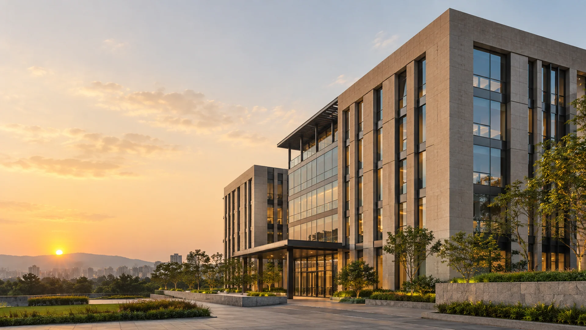 AI-generated commercial building concept in a fictional Indian urban setting