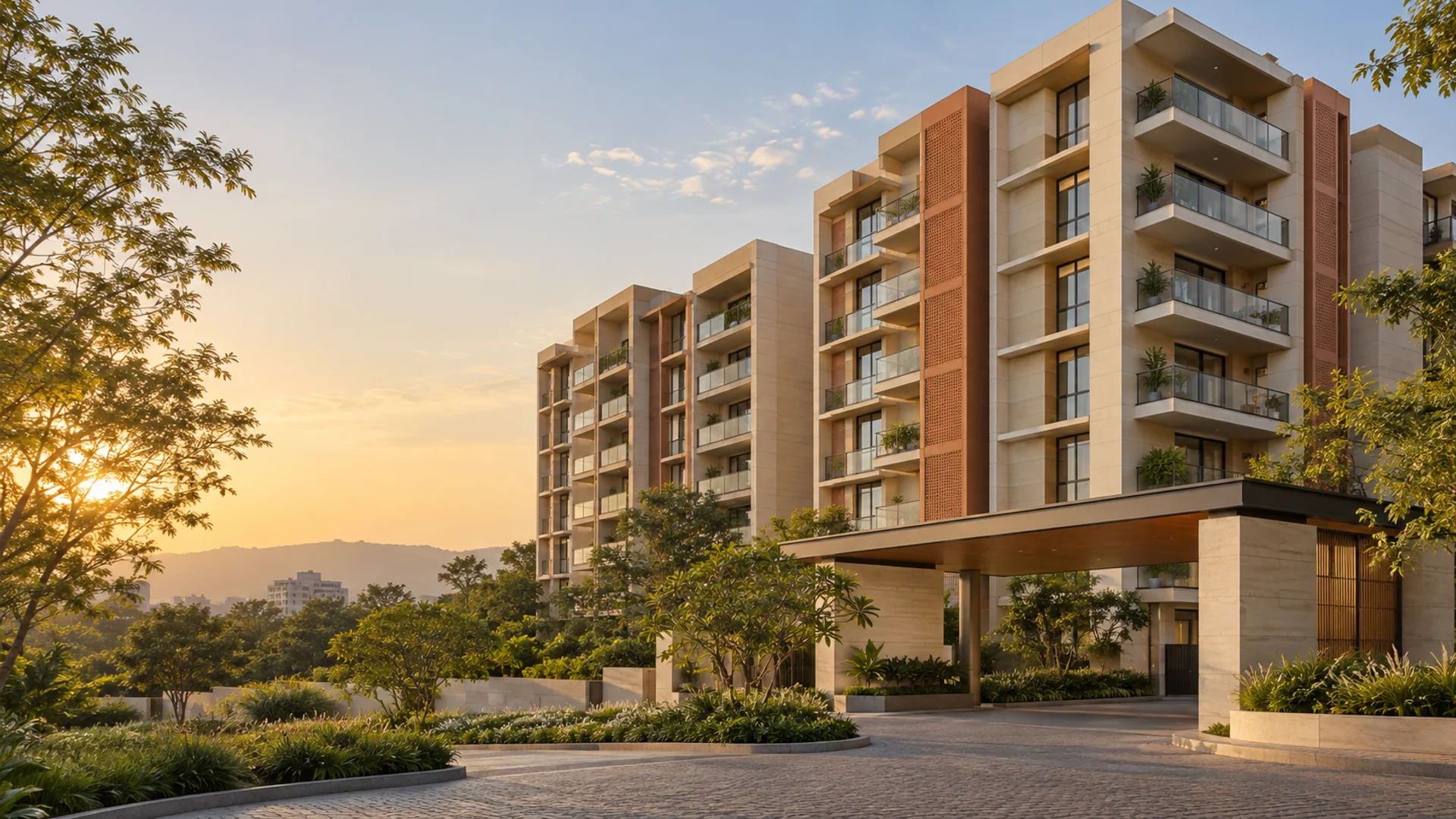 AI-generated residential development concept inspired by contemporary Pune architecture